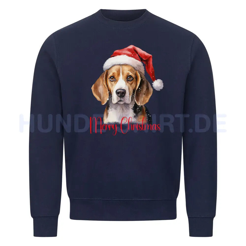 Premium Sweatshirt "Beagle - Merry Christmas" Navy Blue – hunde-shirt.de