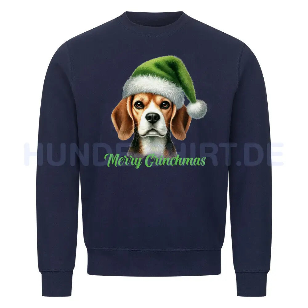 Premium Sweatshirt "Beagle - Merry Grinchmas" Navy Blue – hunde-shirt.de