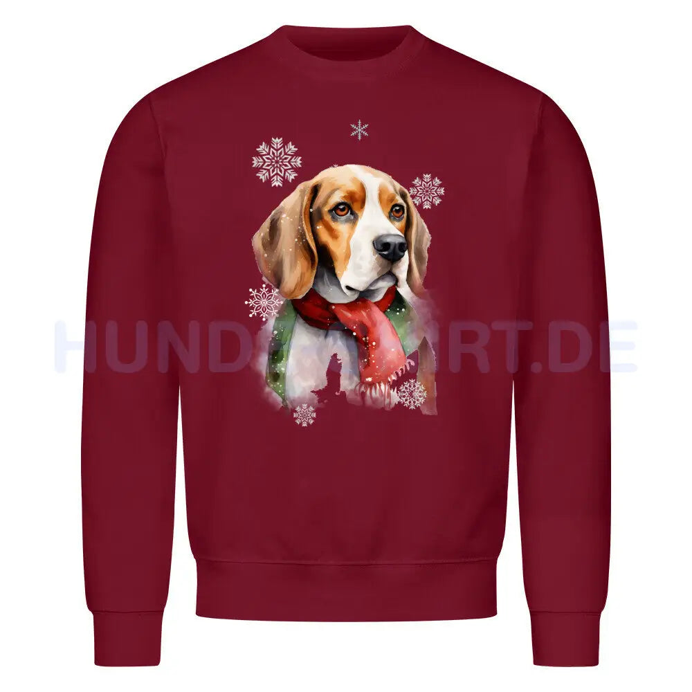 Premium Sweatshirt "Beagle Winter" Burgunder – hunde-shirt.de