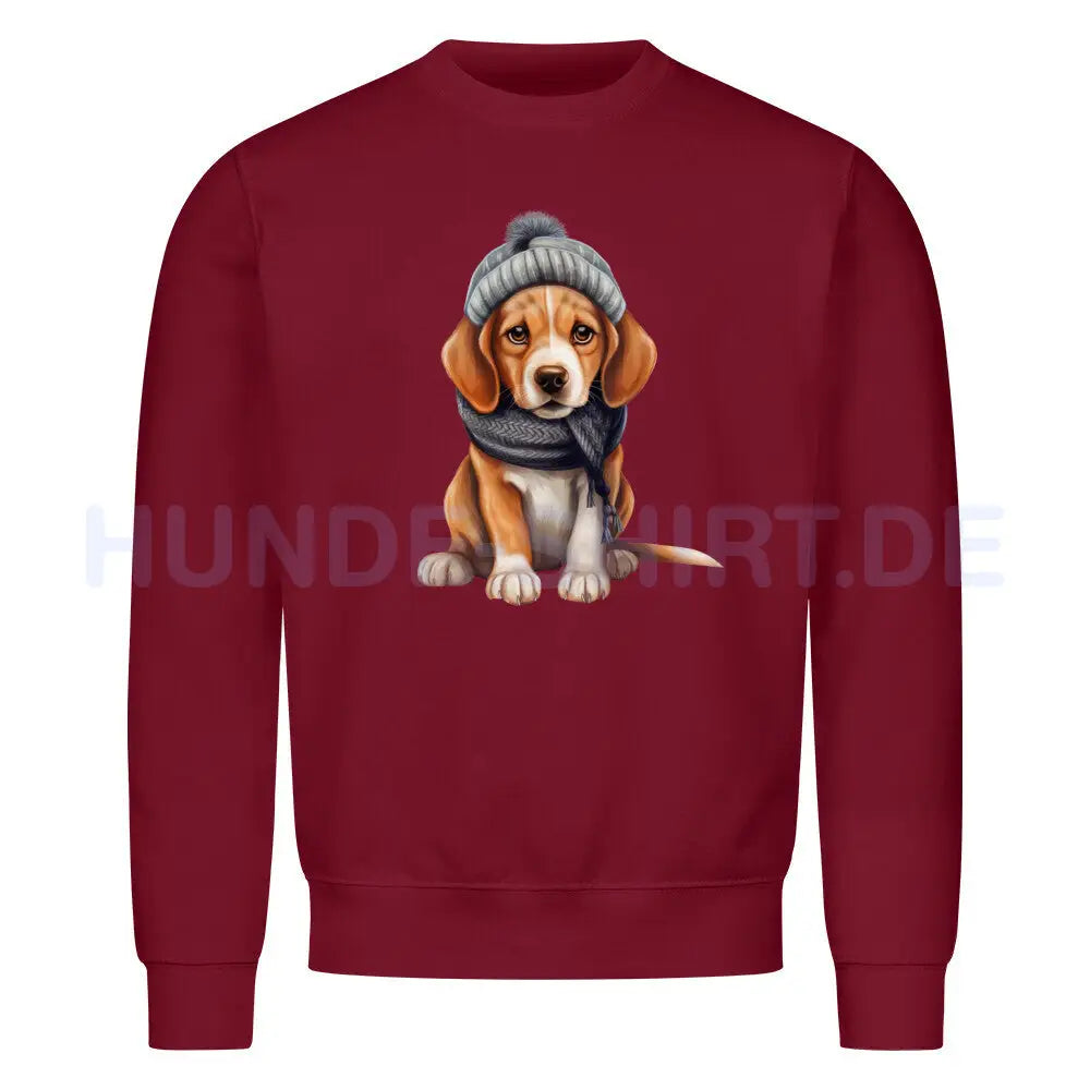 Premium Sweatshirt "Beagle - Winterbub" Burgunder – hunde-shirt.de