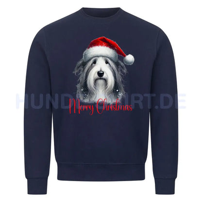 Premium Sweatshirt "Bearded Collie - Merry Christmas" Navy Blue – hunde-shirt.de