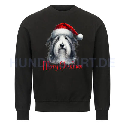 Premium Sweatshirt "Bearded Collie - Merry Christmas" Schwarz – hunde-shirt.de