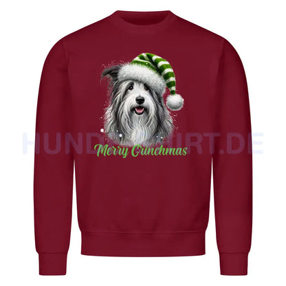 Premium Sweatshirt "Bearded Collie - Merry Grinchmas 2" Burgunder – hunde-shirt.de