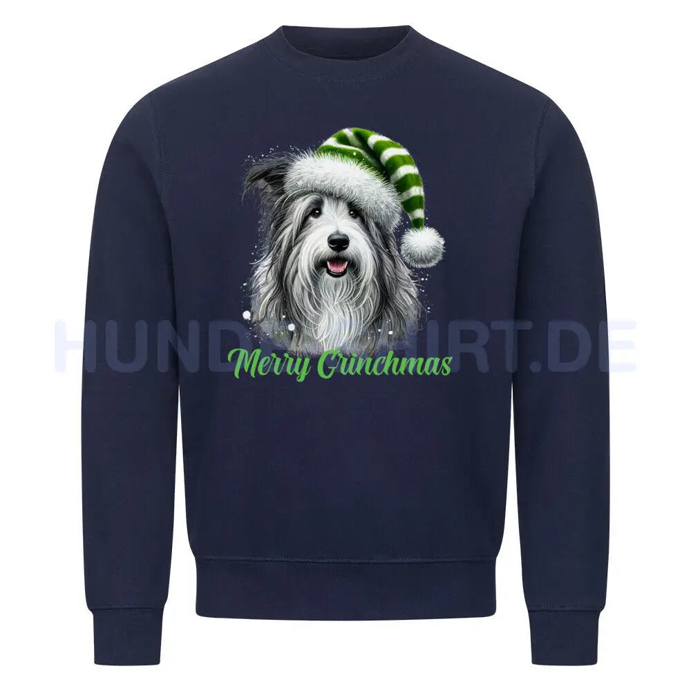 Premium Sweatshirt "Bearded Collie - Merry Grinchmas 2" Navy Blue – hunde-shirt.de