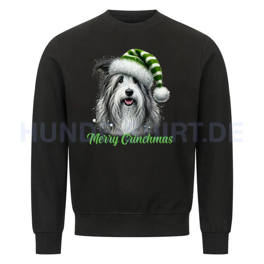 Premium Sweatshirt "Bearded Collie - Merry Grinchmas 2" Schwarz – hunde-shirt.de