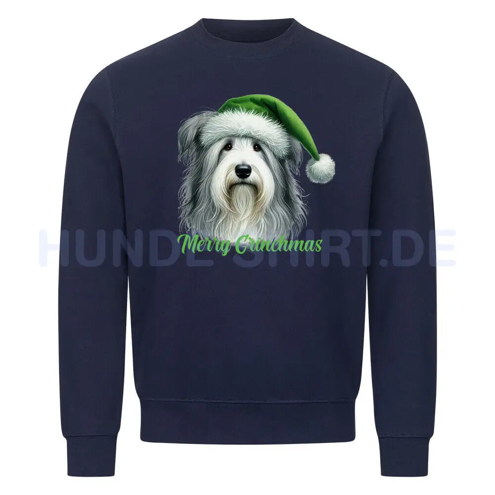 Premium Sweatshirt "Bearded Collie - Merry Grinchmas" Navy Blue – hunde-shirt.de