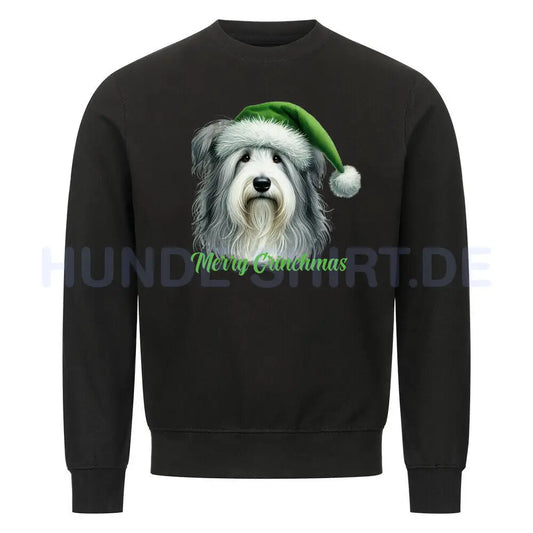 Premium Sweatshirt "Bearded Collie - Merry Grinchmas" Schwarz – hunde-shirt.de