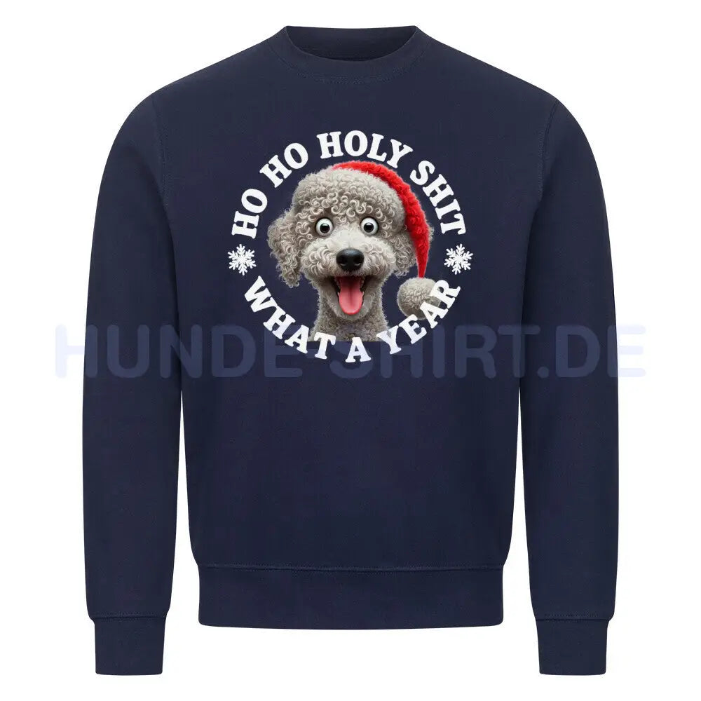 Premium Sweatshirt "Bedlington Terrier - HO HO..." Navy Blue – hunde-shirt.de