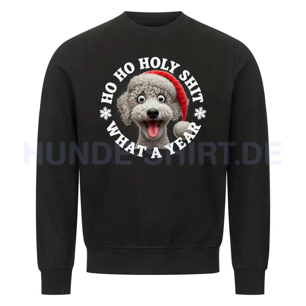 Premium Sweatshirt "Bedlington Terrier - HO HO..." Schwarz – hunde-shirt.de