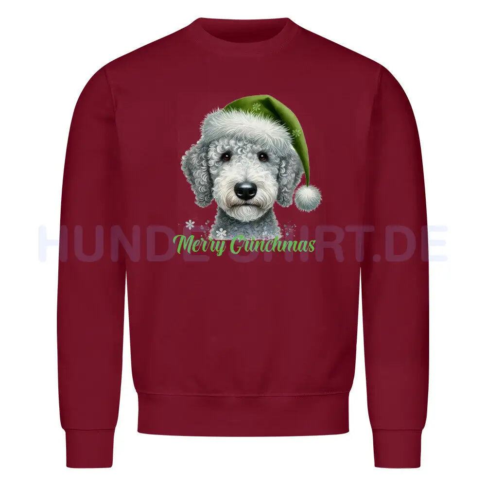 Premium Sweatshirt "Bedlington Terrier - Merry Christmas" Burgunder – hunde-shirt.de