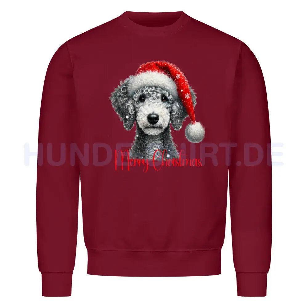 Premium Sweatshirt "Bedlington Terrier - Merry Christmas" Burgunder – hunde-shirt.de