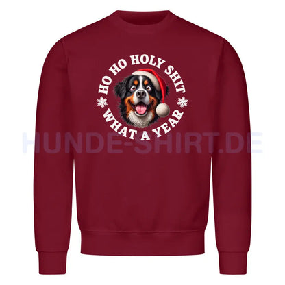 Premium Sweatshirt "Berner Sennenhund - HO HO..." Burgunder – hunde-shirt.de