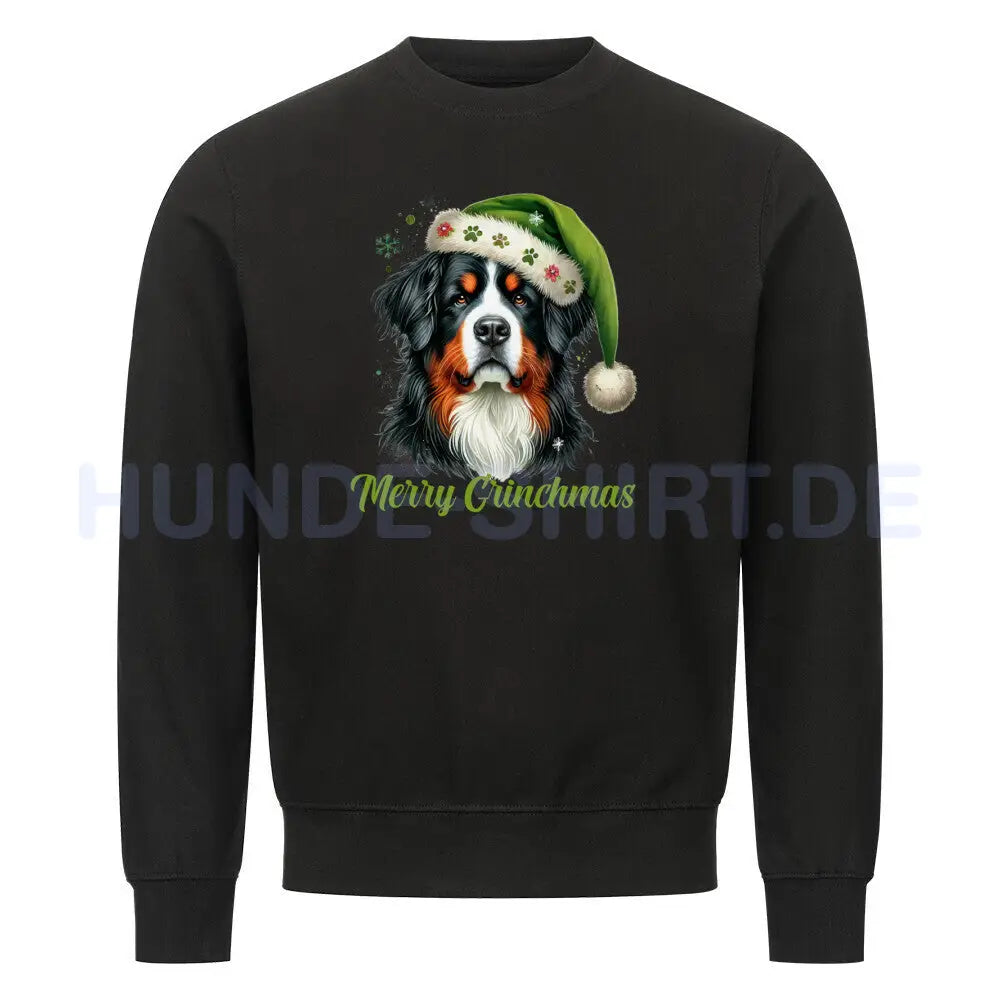 Premium Sweatshirt "Berner Sennenhund - Merry Grinchmas" Schwarz – hunde-shirt.de