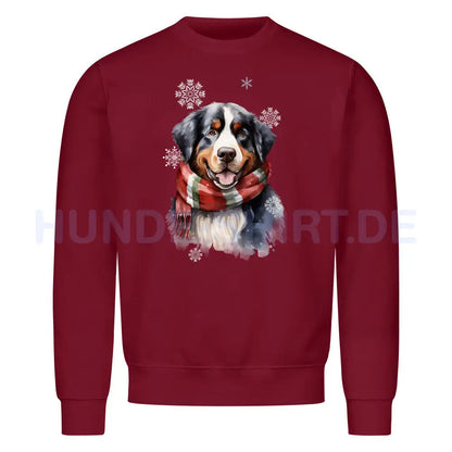 Premium Sweatshirt "Berner Sennenhund Winter" Burgunder – hunde-shirt.de