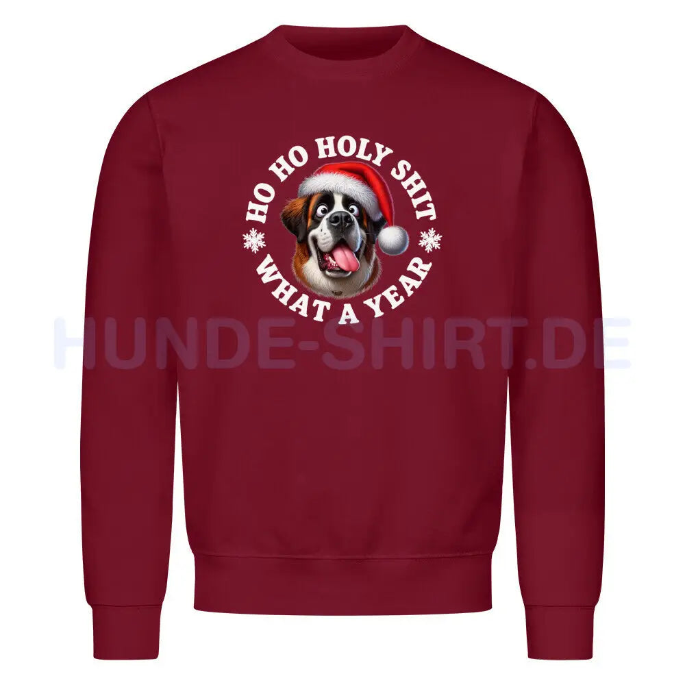 Premium Sweatshirt "Bernhardiner - HO HO..." Burgunder – hunde-shirt.de