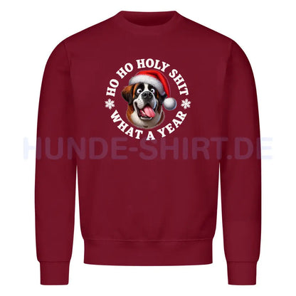 Premium Sweatshirt "Bernhardiner - HO HO..." Burgunder – hunde-shirt.de