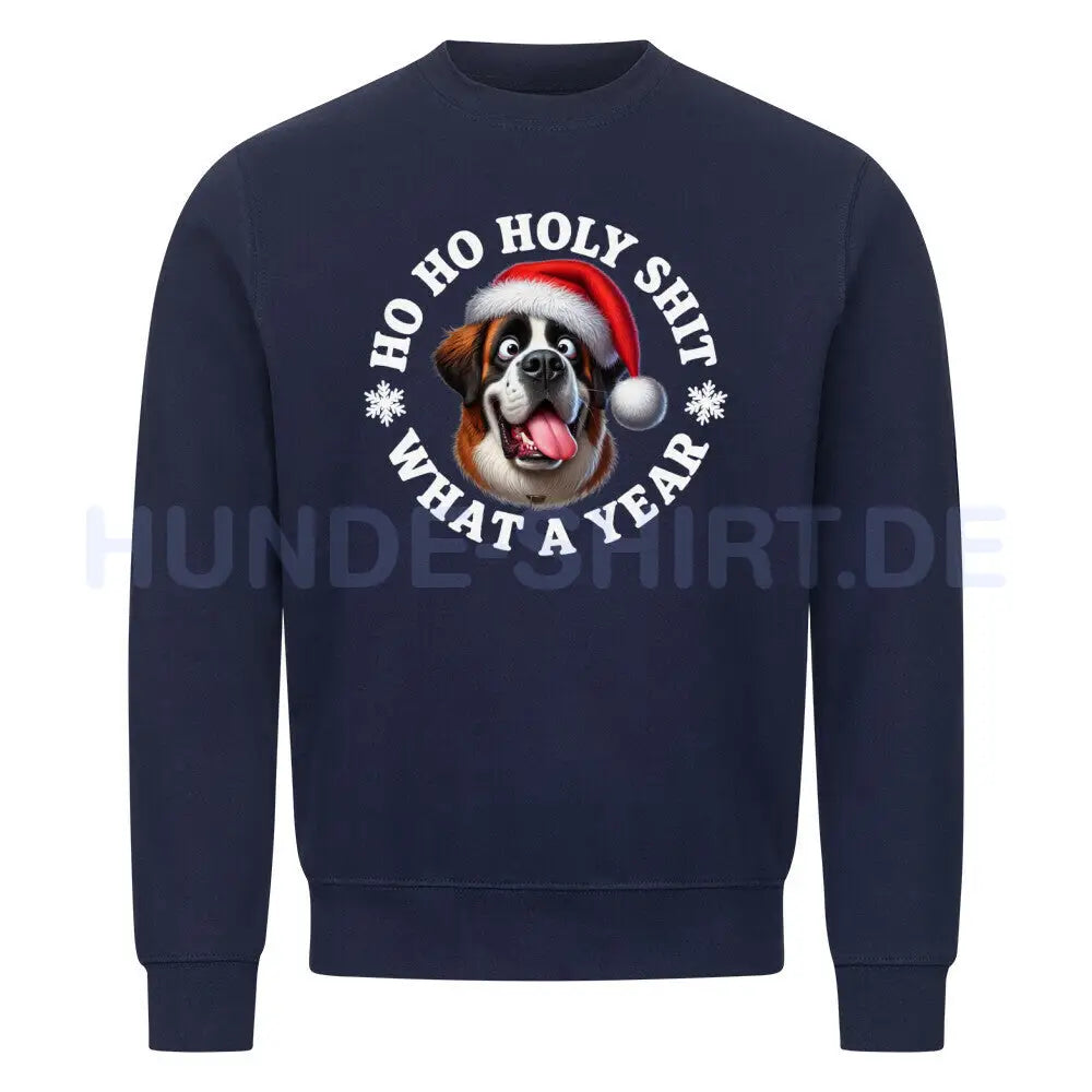 Premium Sweatshirt "Bernhardiner - HO HO..." Navy Blue – hunde-shirt.de