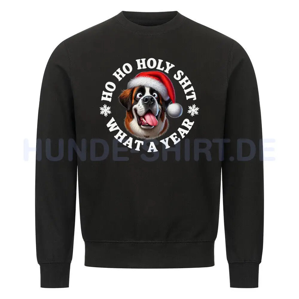 Premium Sweatshirt "Bernhardiner - HO HO..." Schwarz – hunde-shirt.de