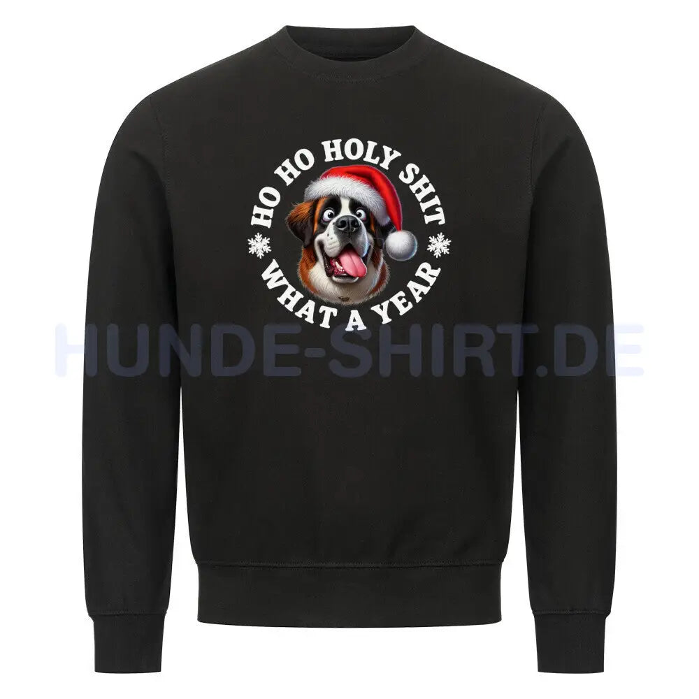 Premium Sweatshirt "Bernhardiner - HO HO..." Schwarz – hunde-shirt.de