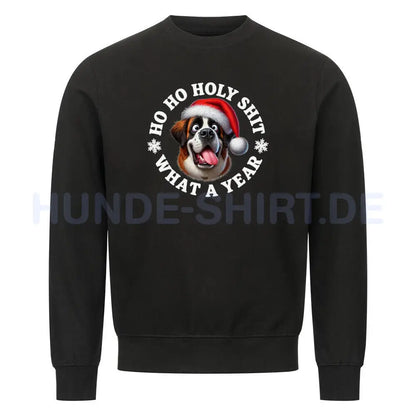 Premium Sweatshirt "Bernhardiner - HO HO..." Schwarz – hunde-shirt.de