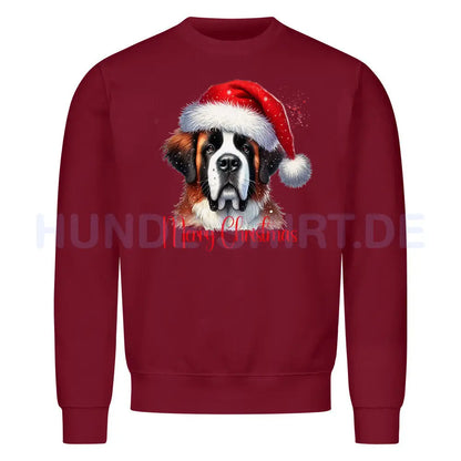 Premium Sweatshirt "Bernhardiner - Merry Christmas" Burgunder – hunde-shirt.de