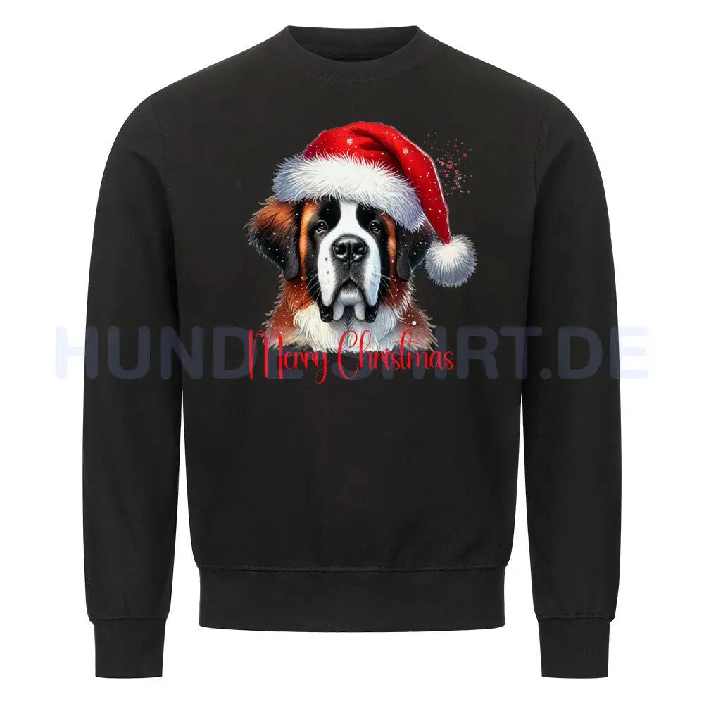 Premium Sweatshirt "Bernhardiner - Merry Christmas" Schwarz – hunde-shirt.de