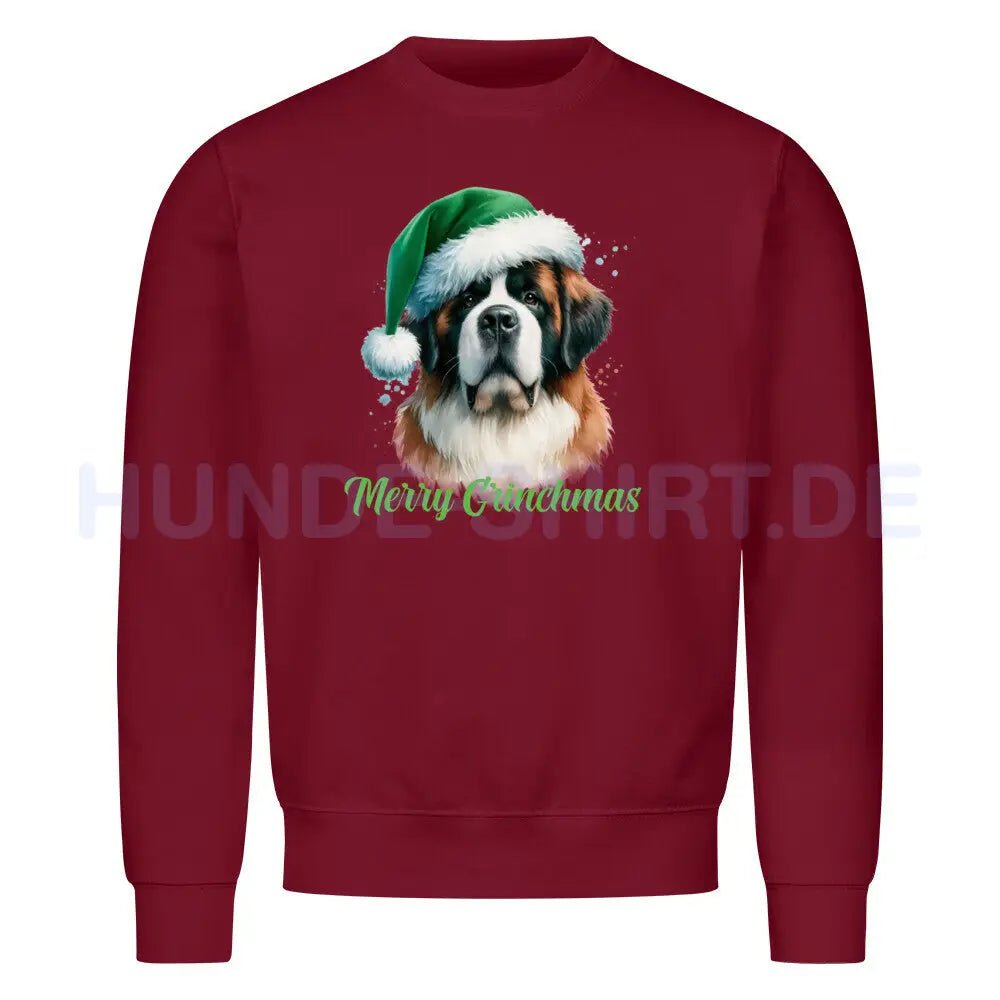 Premium Sweatshirt "Bernhardiner - Merry Grinchmas" Burgunder – hunde-shirt.de