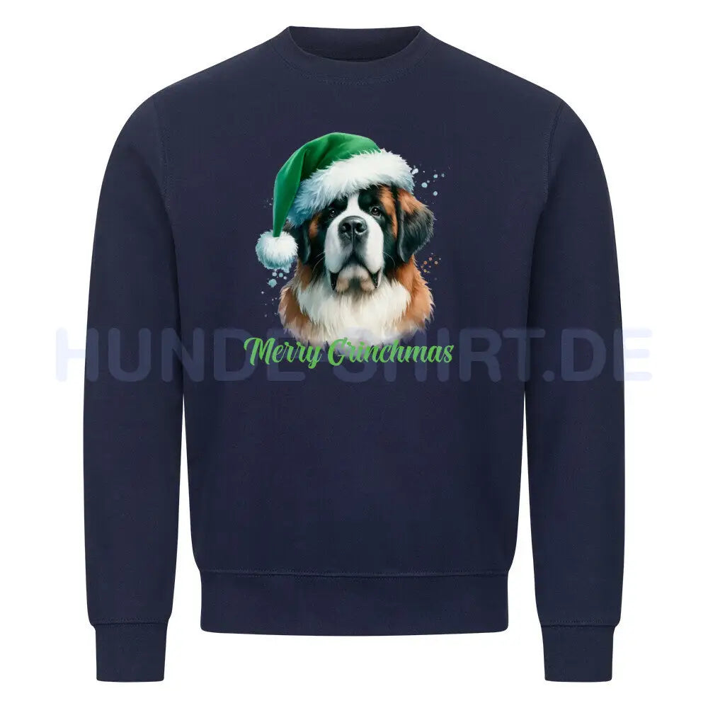 Premium Sweatshirt "Bernhardiner - Merry Grinchmas" Navy Blue – hunde-shirt.de