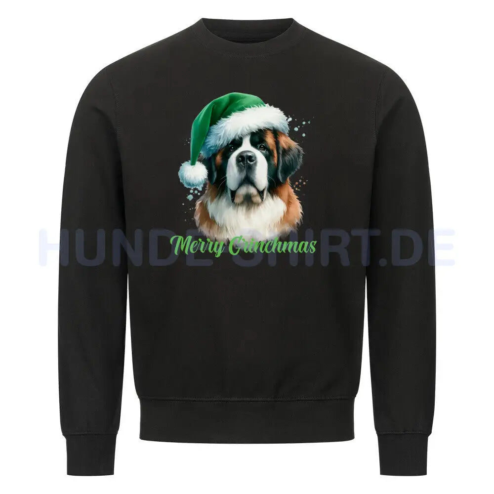 Premium Sweatshirt "Bernhardiner - Merry Grinchmas" Schwarz – hunde-shirt.de