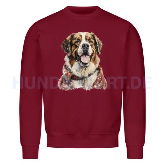 Premium Sweatshirt "Bernhardiner - Winter" Burgunder – hunde-shirt.de