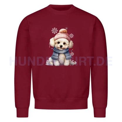 Premium Sweatshirt "Bichon Frisé - Frosty" Burgunder – hunde-shirt.de