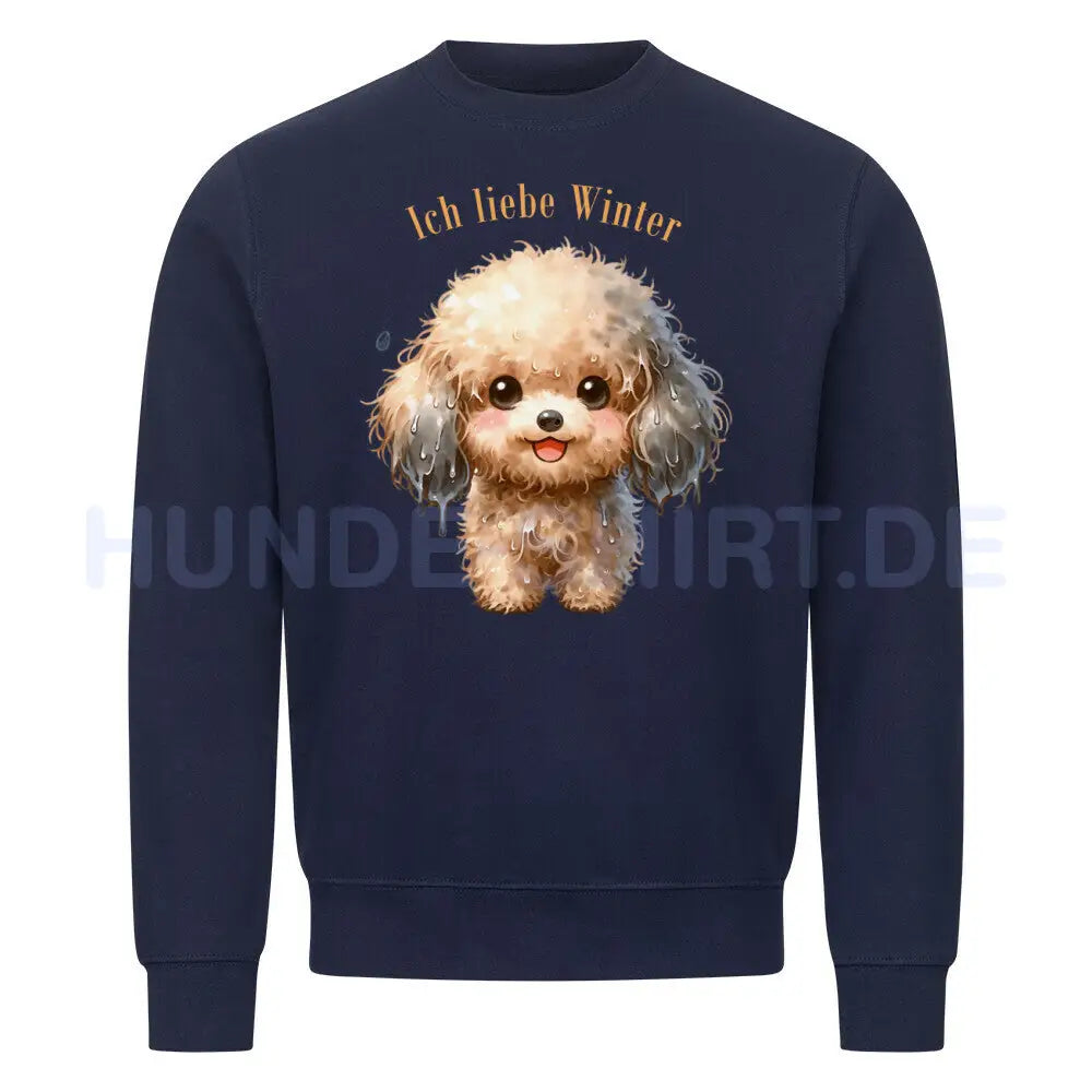 Premium Sweatshirt "Bichon Frisé - Ich liebe Winter" Navy Blue – hunde-shirt.de