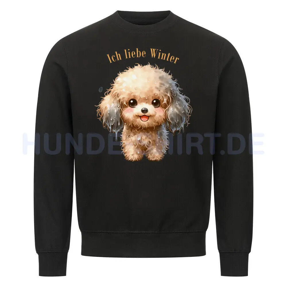 Premium Sweatshirt "Bichon Frisé - Ich liebe Winter" Schwarz – hunde-shirt.de