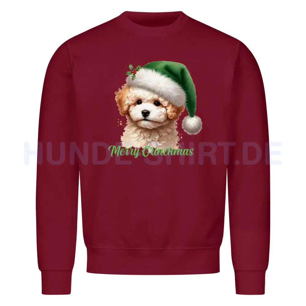 Premium Sweatshirt "Bichon Frisé - Merry Grinchmas" Burgunder – hunde-shirt.de