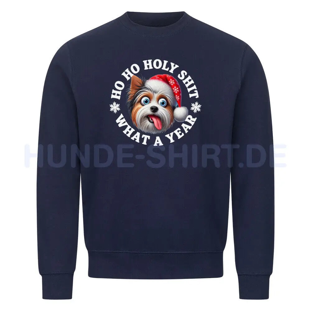 Premium Sweatshirt "Biewer Terrier - HO HO..." Navy Blue – hunde-shirt.de