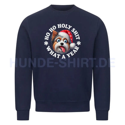 Premium Sweatshirt "Biewer Terrier - HO HO..." Navy Blue – hunde-shirt.de