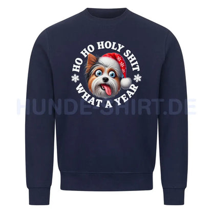 Premium Sweatshirt "Biewer Terrier - HO HO..." Navy Blue – hunde-shirt.de