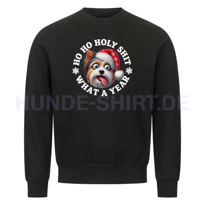 Premium Sweatshirt "Biewer Terrier - HO HO..." Schwarz – hunde-shirt.de