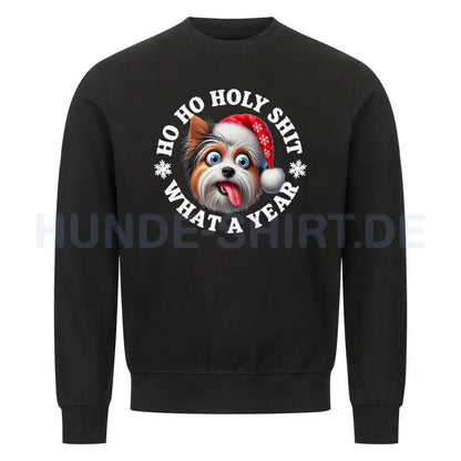 Premium Sweatshirt "Biewer Terrier - HO HO..." Schwarz – hunde-shirt.de