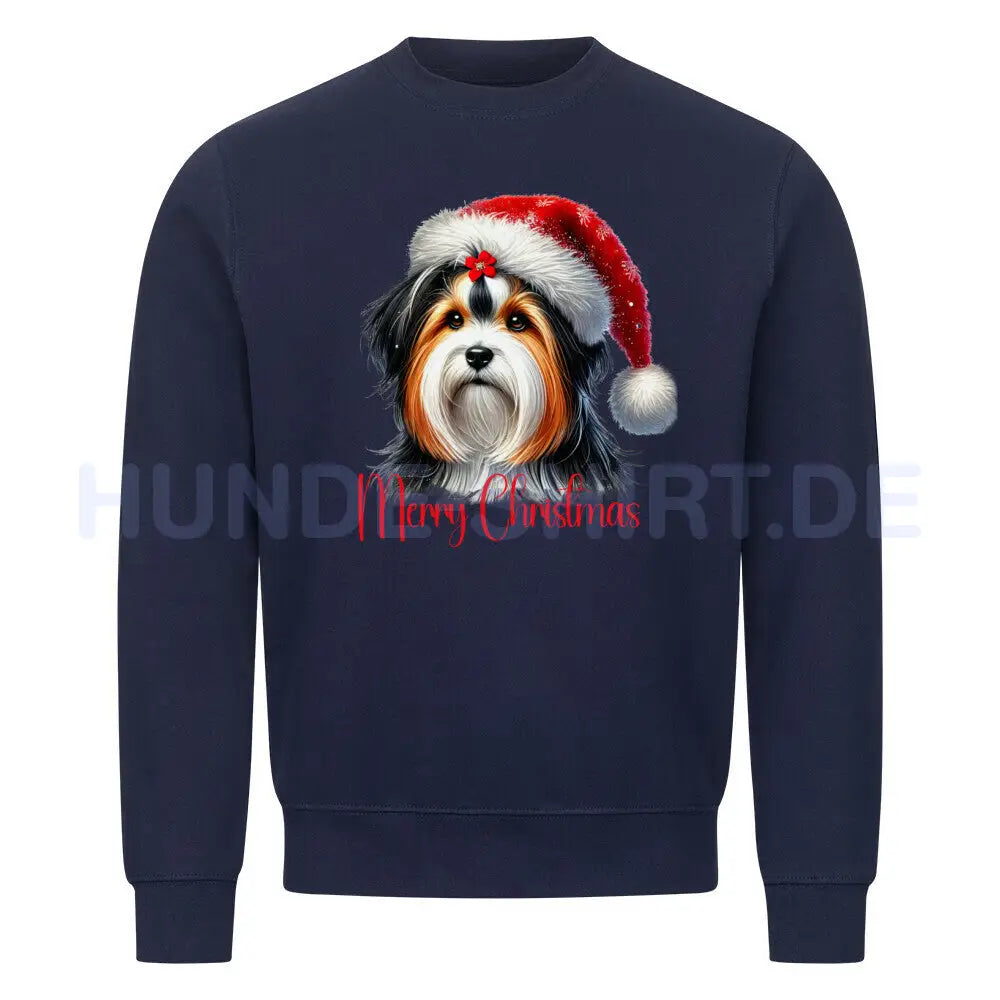 Premium Sweatshirt "Biewer Terrier - Merry Christmas" Navy Blue – hunde-shirt.de