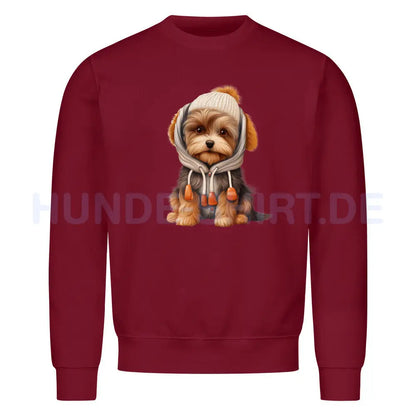 Premium Sweatshirt "Biewer Terrier - Winter" Burgunder – hunde-shirt.de