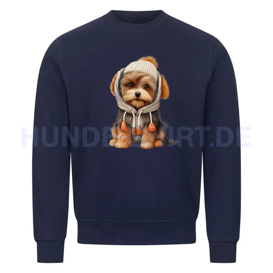 Premium Sweatshirt "Biewer Terrier - Winter" Navy Blue – hunde-shirt.de