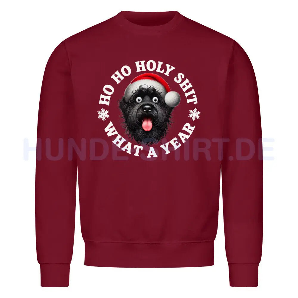 Premium Sweatshirt "Black Russian Terrier - HO HO..." Burgunder – hunde-shirt.de