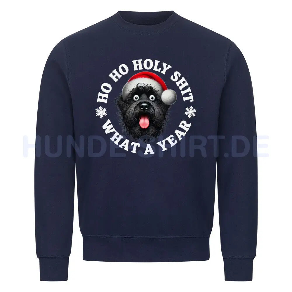 Premium Sweatshirt "Black Russian Terrier - HO HO..." Navy Blue – hunde-shirt.de