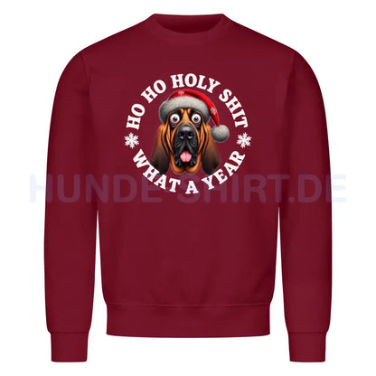 Premium Sweatshirt "Bloodhound - HO HO..." Burgunder – hunde-shirt.de