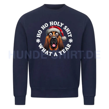 Premium Sweatshirt "Bloodhound - HO HO..." Navy Blue – hunde-shirt.de