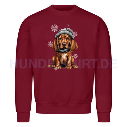 Premium Sweatshirt "Bloodhound Winter" Burgunder – hunde-shirt.de