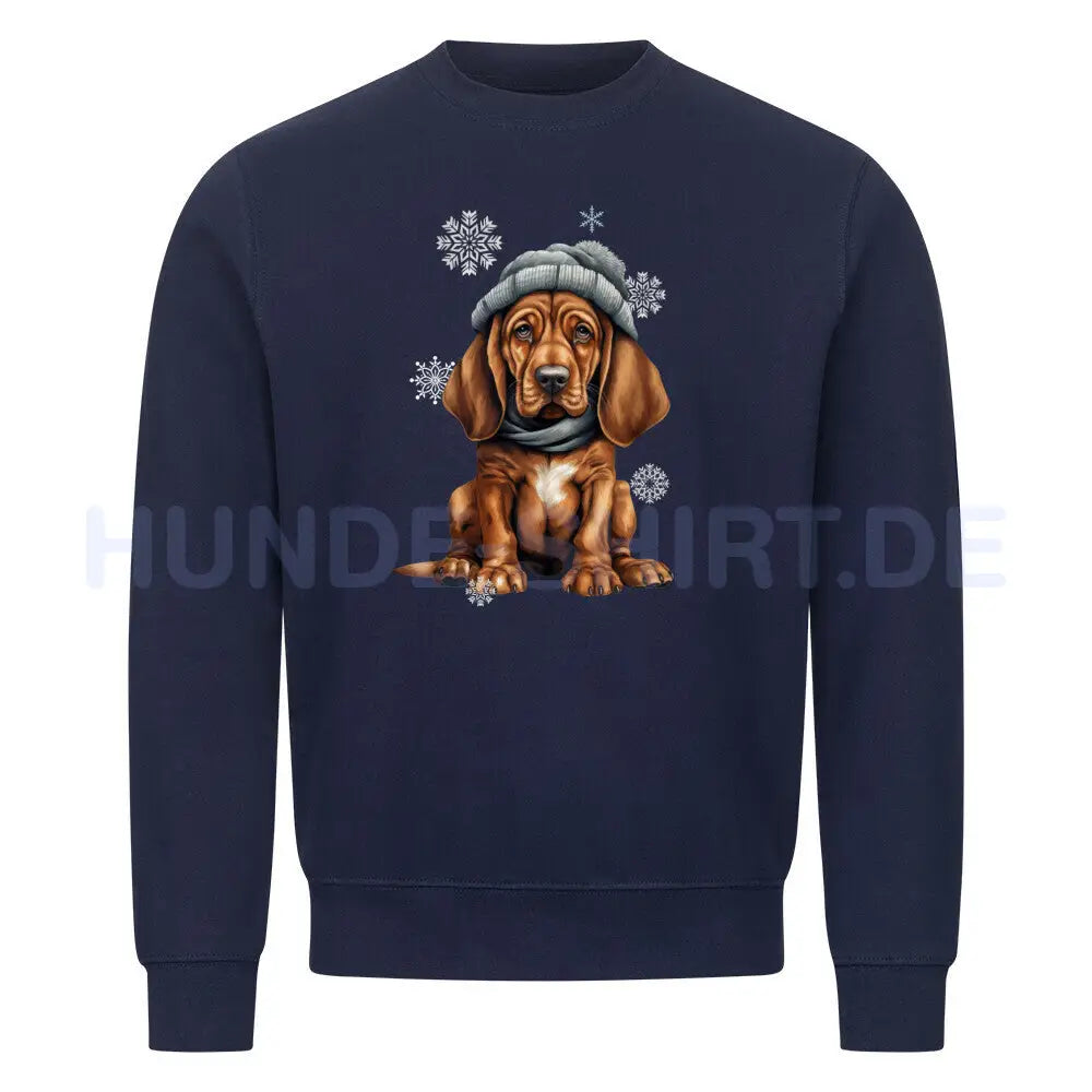 Premium Sweatshirt "Bloodhound Winter" Navy Blue – hunde-shirt.de