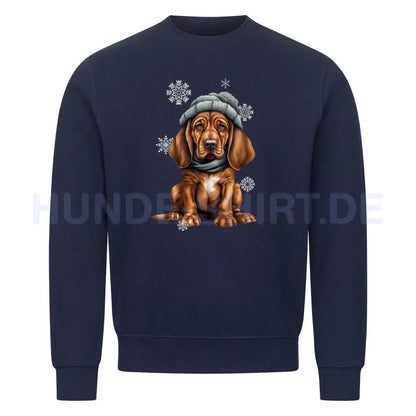 Premium Sweatshirt "Bloodhound Winter" Navy Blue – hunde-shirt.de