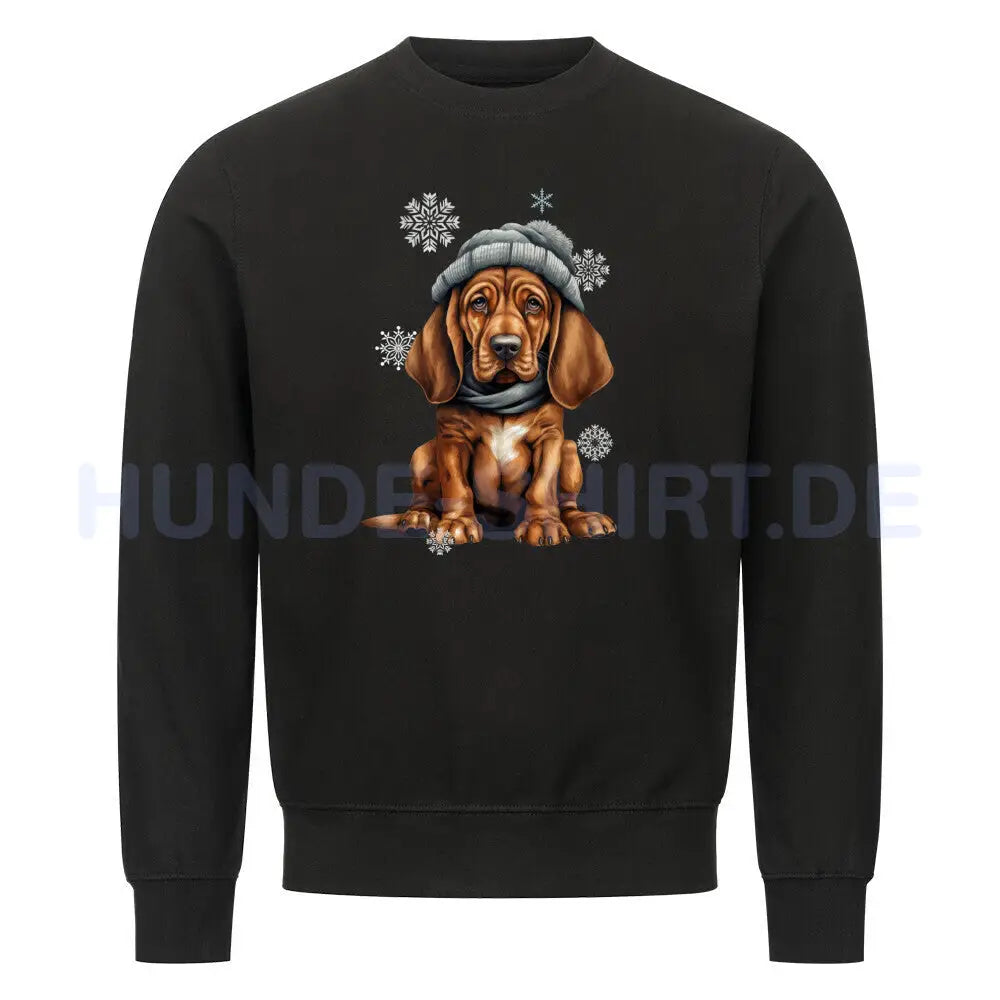 Premium Sweatshirt "Bloodhound Winter" Schwarz – hunde-shirt.de